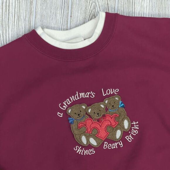 VTG M&C Sportswear Women's XL Red Granny Core Grandma's Love Pullover Sweater - Picture 2 of 7